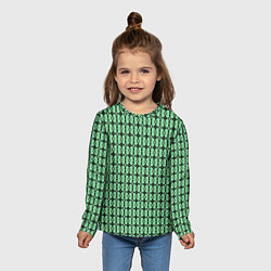 Лонгслив детский Чёрные узоры на зелёном, цвет: 3D-принт — фото 2