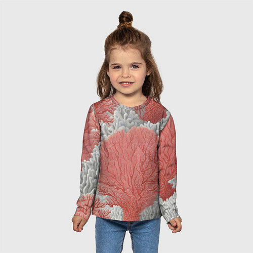 Детский лонгслив Красные и белые кораллы / 3D-принт – фото 5