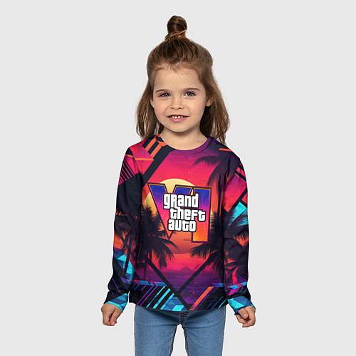 Детский лонгслив GTA 6 аbstract logo / 3D-принт – фото 5
