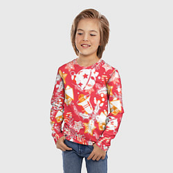 Лонгслив детский Рождественские узоры колокольчики, цвет: 3D-принт — фото 2