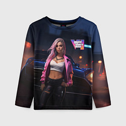 Лонгслив детский GTA 6 девушка у машины, цвет: 3D-принт