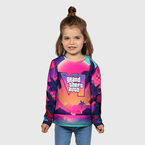 Детский лонгслив GTA 6 закат солнца / 3D-принт – фото 5