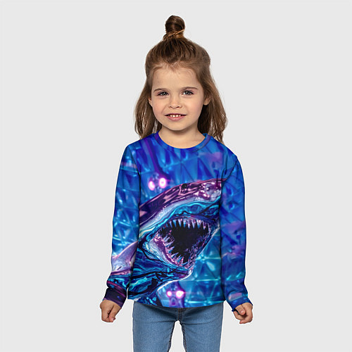 Детский лонгслив Фиолетовая акула / 3D-принт – фото 5