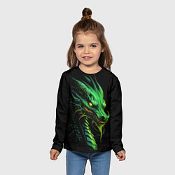 Лонгслив детский Зеленый дракон иллюстрация, цвет: 3D-принт — фото 2