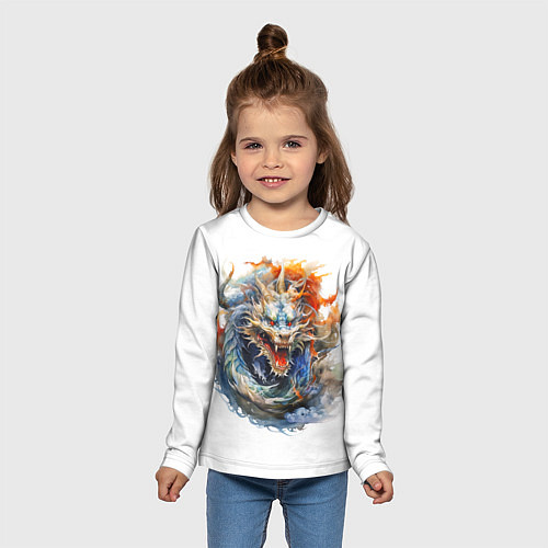 Детский лонгслив Портрет китайского дракона символа Нового года / 3D-принт – фото 5