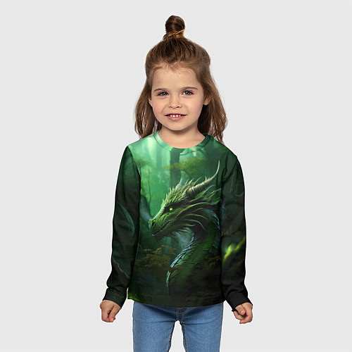 Детский лонгслив Зеленый лесной дракон 2024 / 3D-принт – фото 5