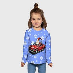 Лонгслив детский Дед Мороз едет на машине, цвет: 3D-принт — фото 2