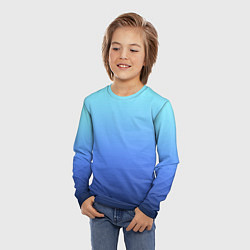 Лонгслив детский Голубой и черно-синий градиент, цвет: 3D-принт — фото 2