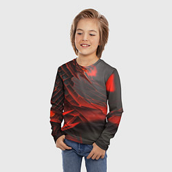 Лонгслив детский Красная сеть на чёрном фоне, цвет: 3D-принт — фото 2