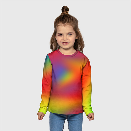 Детский лонгслив Цвета радуги радужный фон / 3D-принт – фото 5