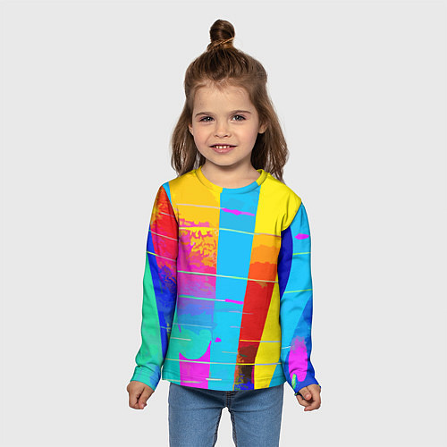 Детский лонгслив Цветная абстракция - поп арт / 3D-принт – фото 5