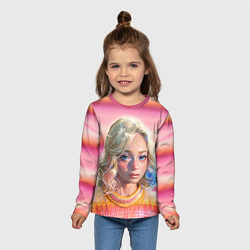 Детский лонгслив Энид Синклер - арт и текстура розового свитера / 3D-принт – фото 5