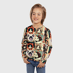 Лонгслив детский Кот Алёнка - поп арт, цвет: 3D-принт — фото 2