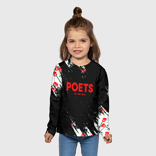 Детский лонгслив Poets of the fall розы лого краски / 3D-принт – фото 5