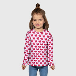 Лонгслив детский Двойное сердце на розовом фоне, цвет: 3D-принт — фото 2