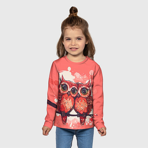 Детский лонгслив Влюбленные совушки / 3D-принт – фото 5
