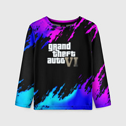 Лонгслив детский GTA 6 неоновые краски вайсити, цвет: 3D-принт
