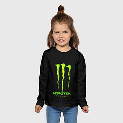 Лонгслив детский Monster energy green logo, цвет: 3D-принт — фото 2