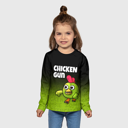 Детский лонгслив Chicken Gun - Zombie Chicken / 3D-принт – фото 5