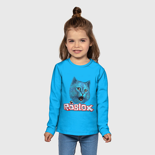 Детский лонгслив Roblox синий кот / 3D-принт – фото 5