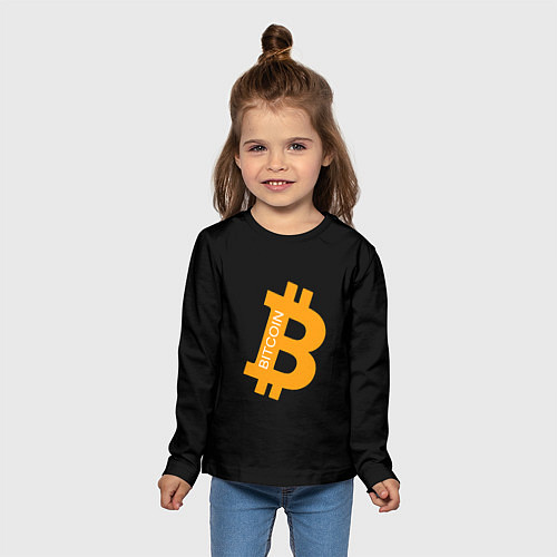 Детский лонгслив Биткоин криптовалюта оранжевое лого / 3D-принт – фото 5