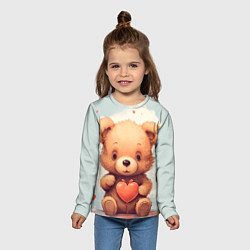 Лонгслив детский Медвежонок с сердечком 14 февраля, цвет: 3D-принт — фото 2