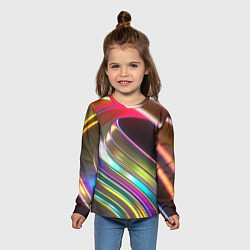Лонгслив детский Неоновый крученный металл разноцветный, цвет: 3D-принт — фото 2
