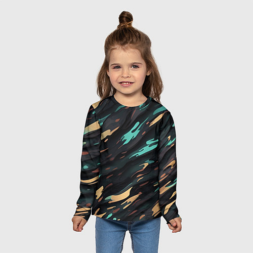 Детский лонгслив Акватический поток / 3D-принт – фото 5