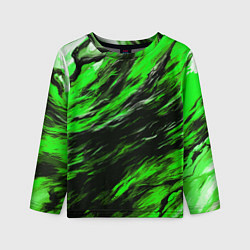 Детский лонгслив Чёрная и зелёная буря