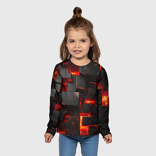 Детский лонгслив Неоновые квадратики / 3D-принт – фото 5