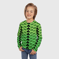 Лонгслив детский Зелёные стрелки на чёрном фоне киберпанк, цвет: 3D-принт — фото 2