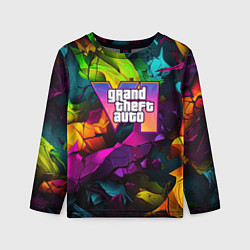 Лонгслив детский Gta лого камуфляж яркий неоновый, цвет: 3D-принт