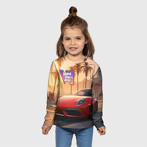 Детский лонгслив GTA 6 logo auto style / 3D-принт – фото 5