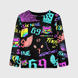 Лонгслив детский 6ix9ine logo rap bend, цвет: 3D-принт