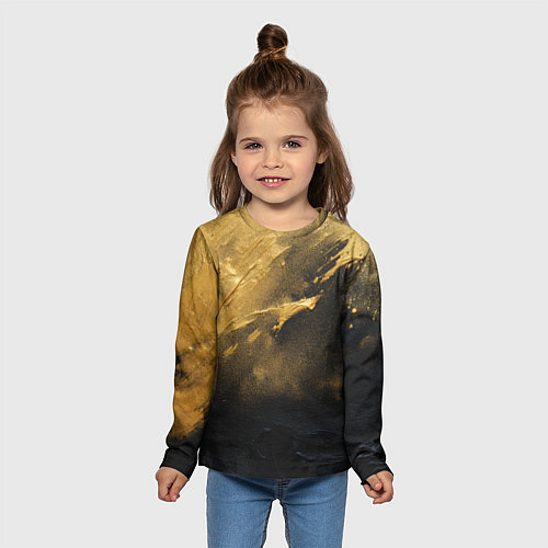 Детский лонгслив Золотое напыление на черном / 3D-принт – фото 5