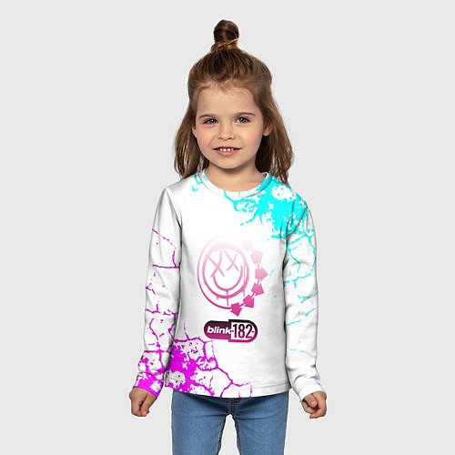 Детский лонгслив Blink 182 неоновые краски / 3D-принт – фото 5