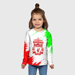 Лонгслив детский Liverpool краски спорт, цвет: 3D-принт — фото 2