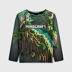 Лонгслив детский Minecraft logo летняя карта, цвет: 3D-принт