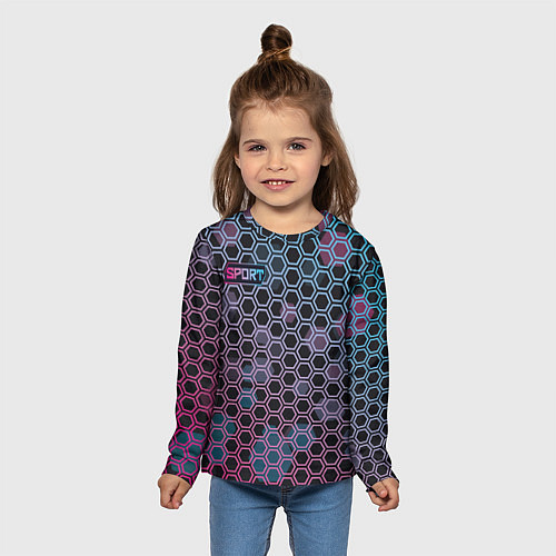 Детский лонгслив Sport шестигранники / 3D-принт – фото 5