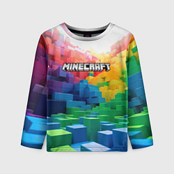 Лонгслив детский Minecraft logo радужный мир, цвет: 3D-принт