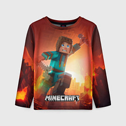 Лонгслив детский Персонаж Minecraft пробирается сквозь огонь, цвет: 3D-принт