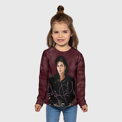 Детский лонгслив Michael Jackson на бордовом фоне / 3D-принт – фото 5