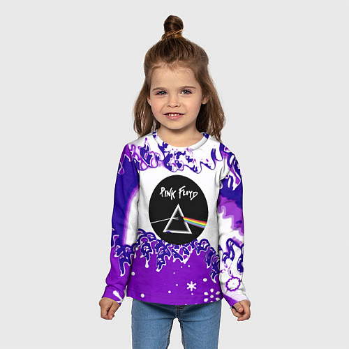 Детский лонгслив Pink floyd violet splash / 3D-принт – фото 5
