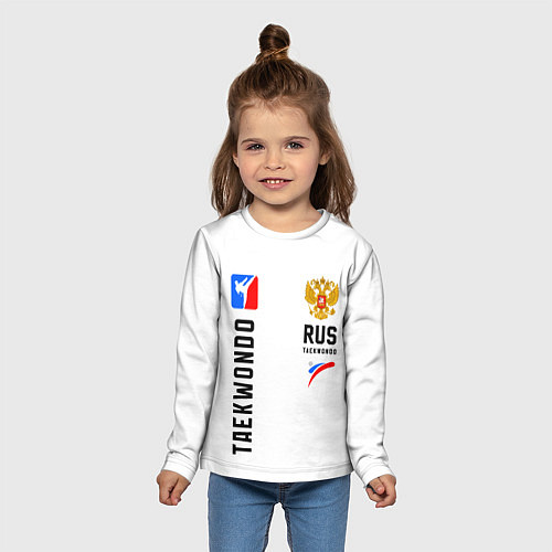 Детский лонгслив Тхэквондо Россия / 3D-принт – фото 5