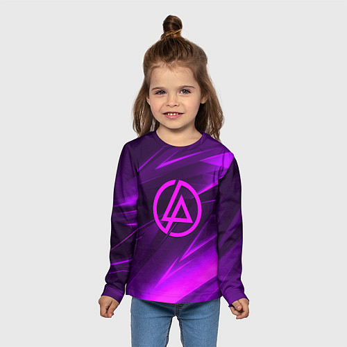 Детский лонгслив Linkin park neon stripes logo / 3D-принт – фото 5