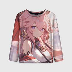 Лонгслив детский Genshin Impact Яэ Miko smile, цвет: 3D-принт