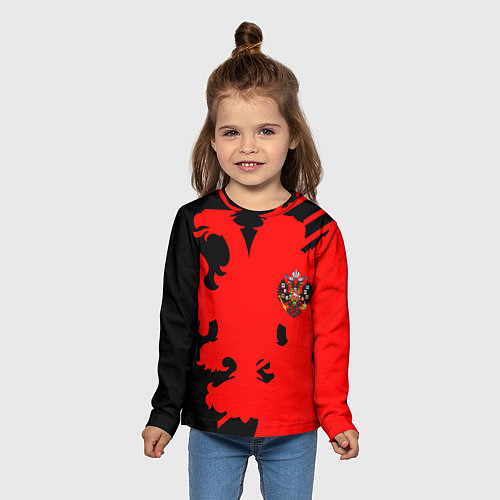 Детский лонгслив Герб России абстракция спорт текстура / 3D-принт – фото 5