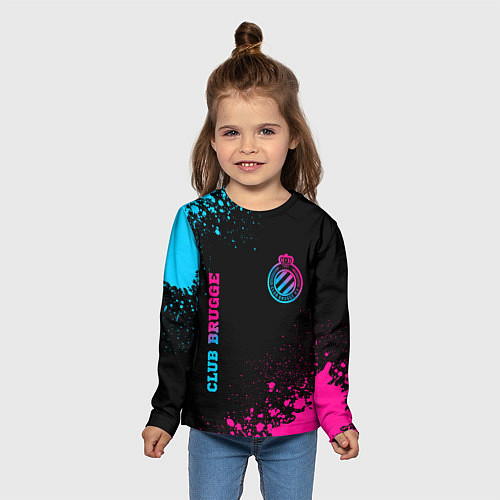 Детский лонгслив Club Brugge - neon gradient вертикально / 3D-принт – фото 5