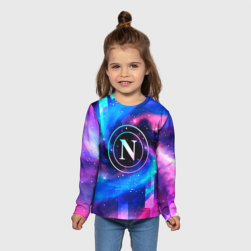 Детский лонгслив Napoli неоновый космос / 3D-принт – фото 5