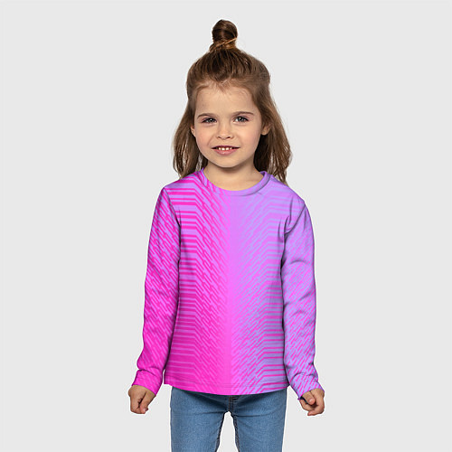 Детский лонгслив Розовые градиентные линии / 3D-принт – фото 5